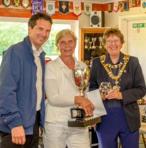 Ladies Singles Champion 2015 Simon Brown Manager Langham Hotel - Sponsor Joan Jones Mayor Cllr. Jane